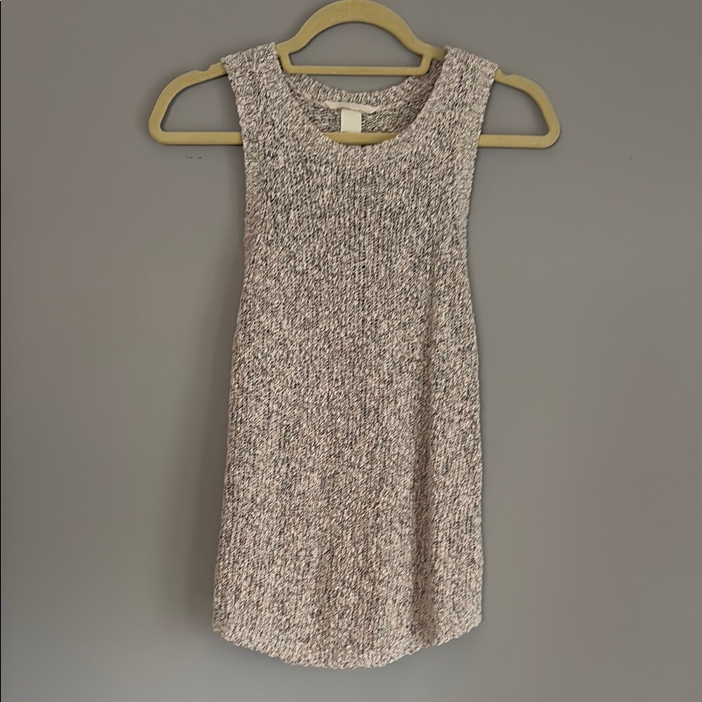 H&M Tan Sequin Sleeveless Crew Neck Sweater